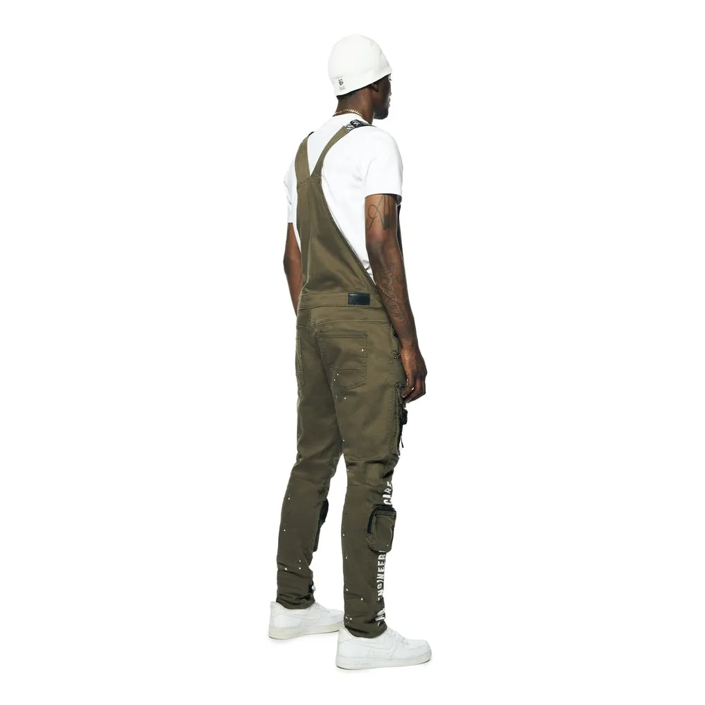 3D Pocket Utility Fashion Overalls - Olive