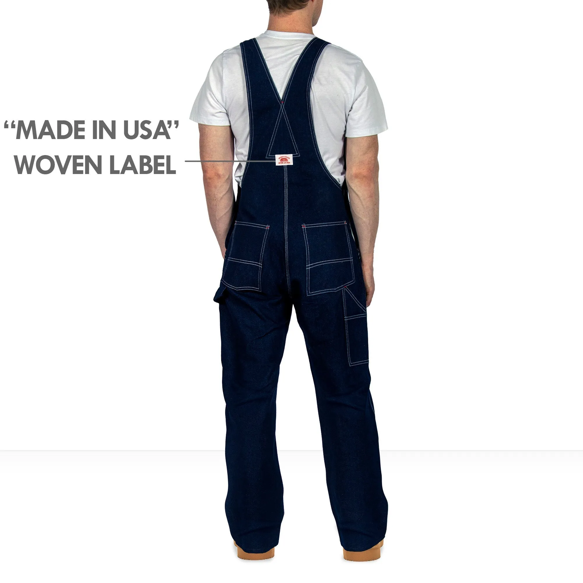 #966/#980 Made in USA Zipper Fly Blue Denim Bib Overalls