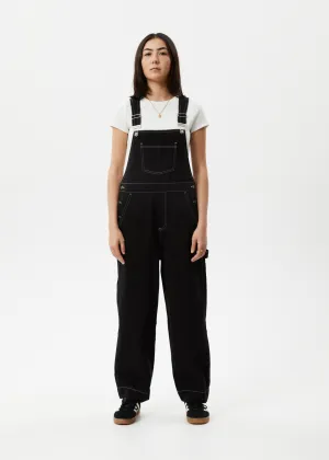 AFENDS Womens Louis - Baggy Overalls - Washed Black