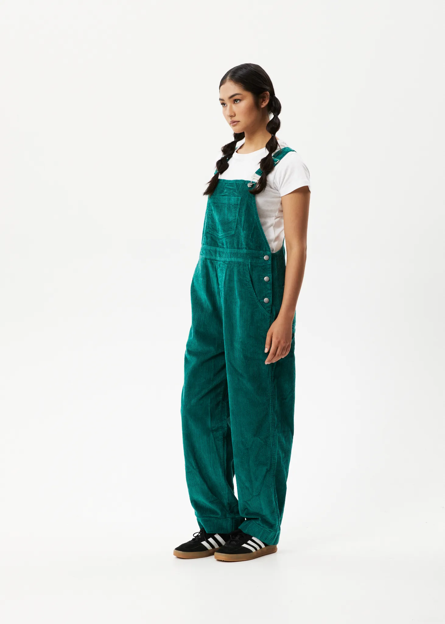 AFENDS Womens Louis - Corduroy Baggy Overalls - Emerald