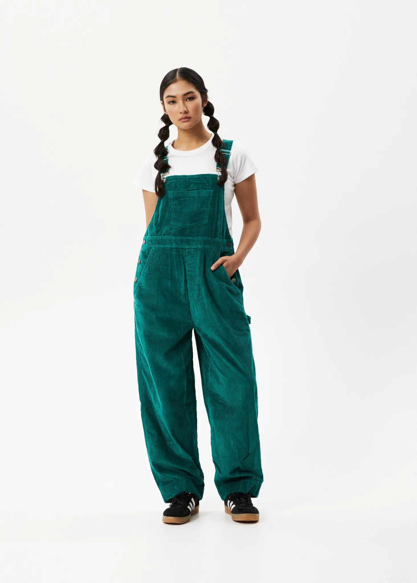 AFENDS Womens Louis - Corduroy Baggy Overalls - Emerald