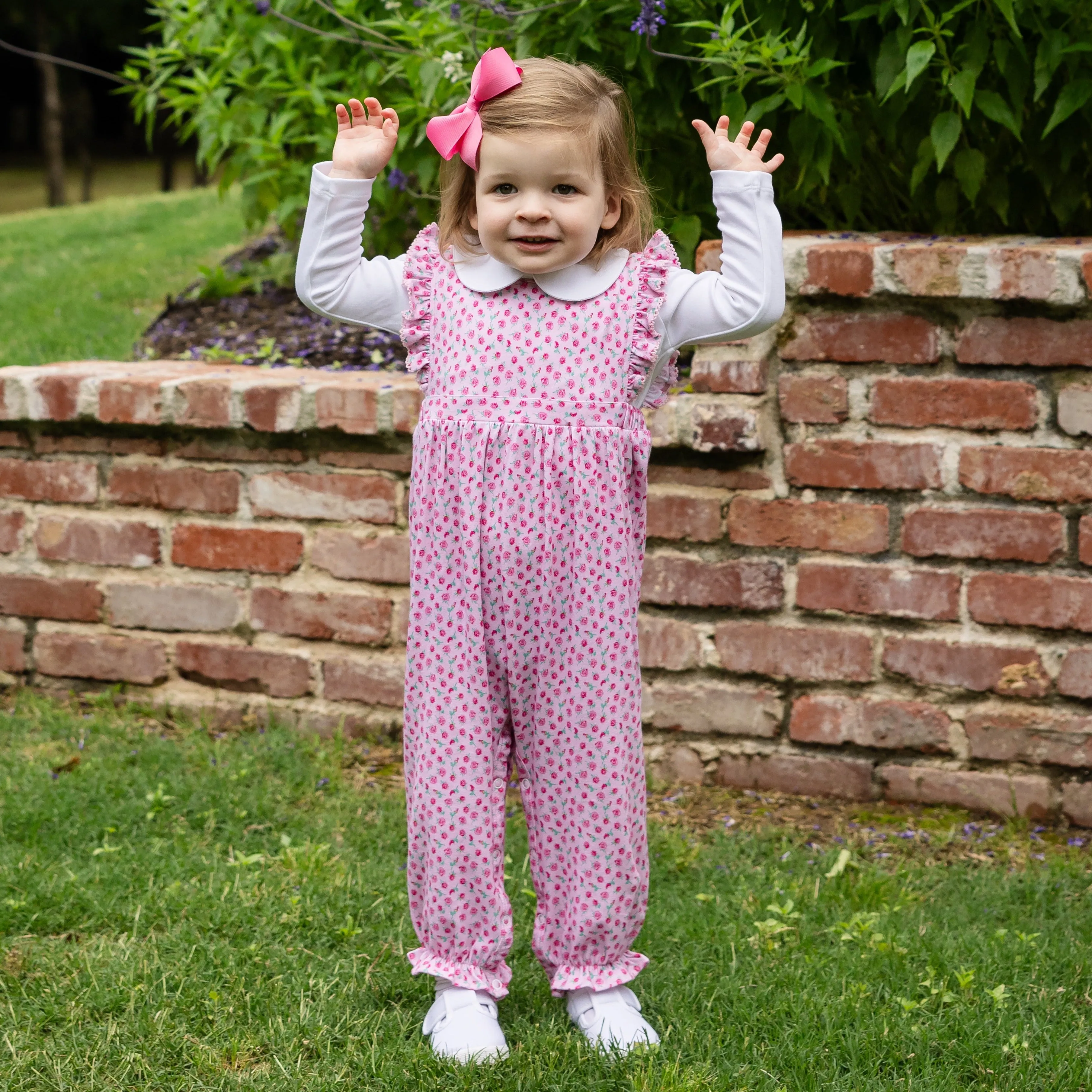 Alicen Girls Overalls in Rosebud Spray