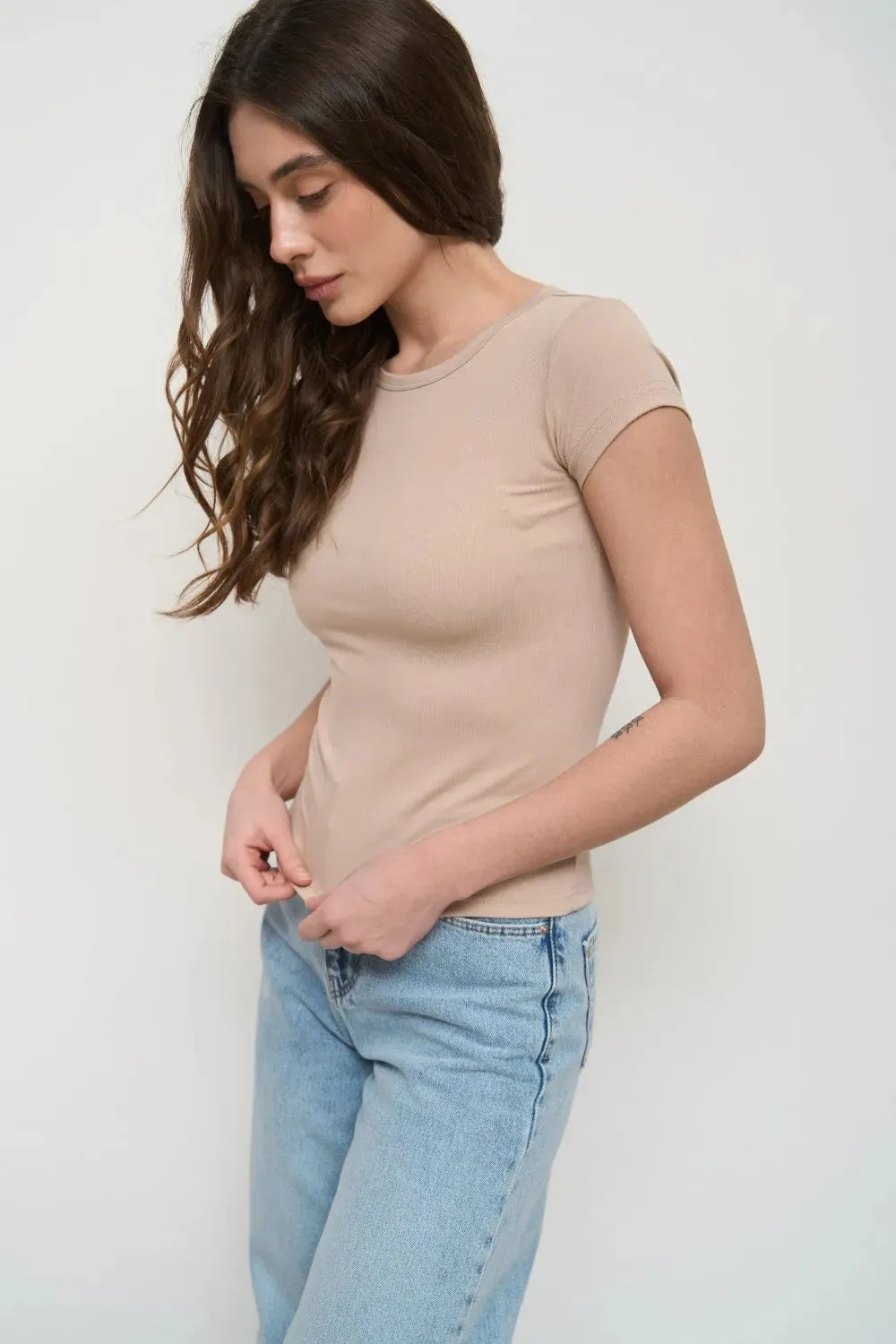 Beige Slim Fit T-Shirt