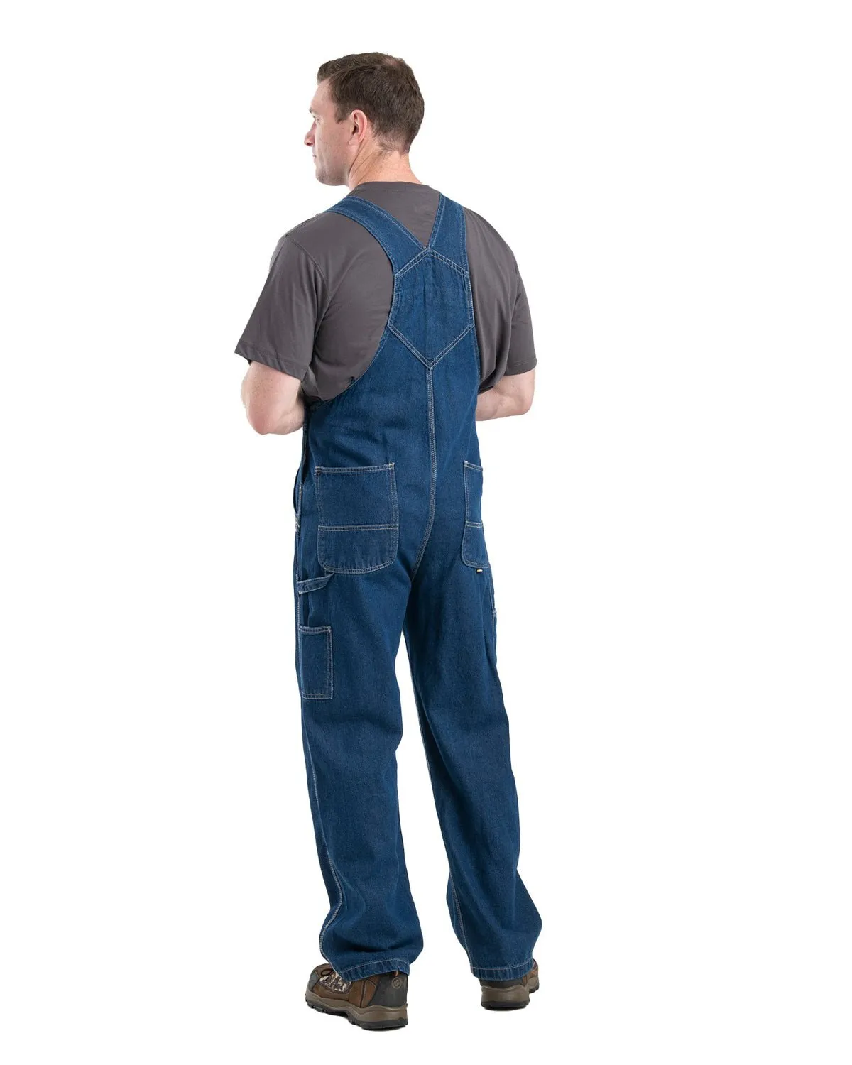 Berne Apparel Mens Heritage Denim Stone Wash Dark 100% Cotton Bib Overall