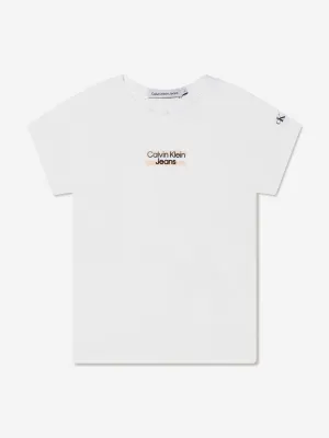 Calvin Klein Girls Hero Logo Slim Fit T-Shirt in White