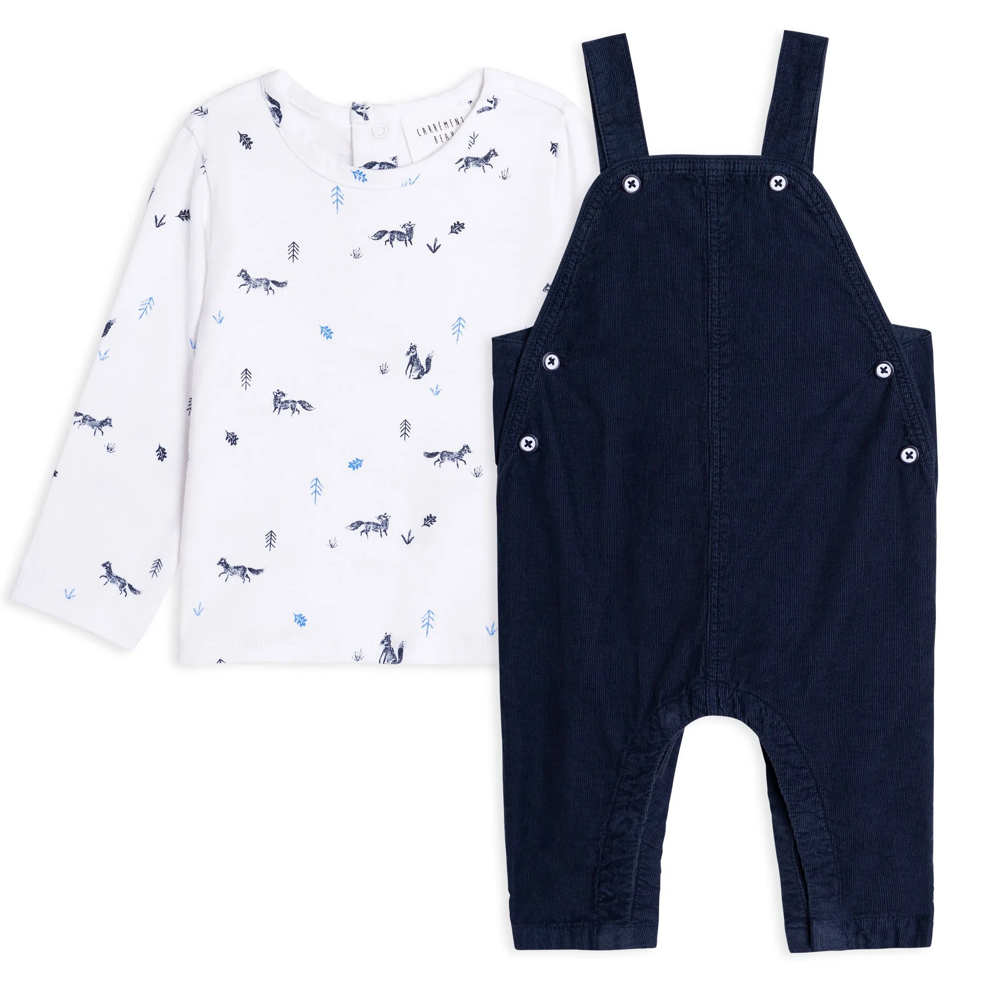 Carrément Beau T-Shirt And Dungarees Set Fall 1 Navy Off White