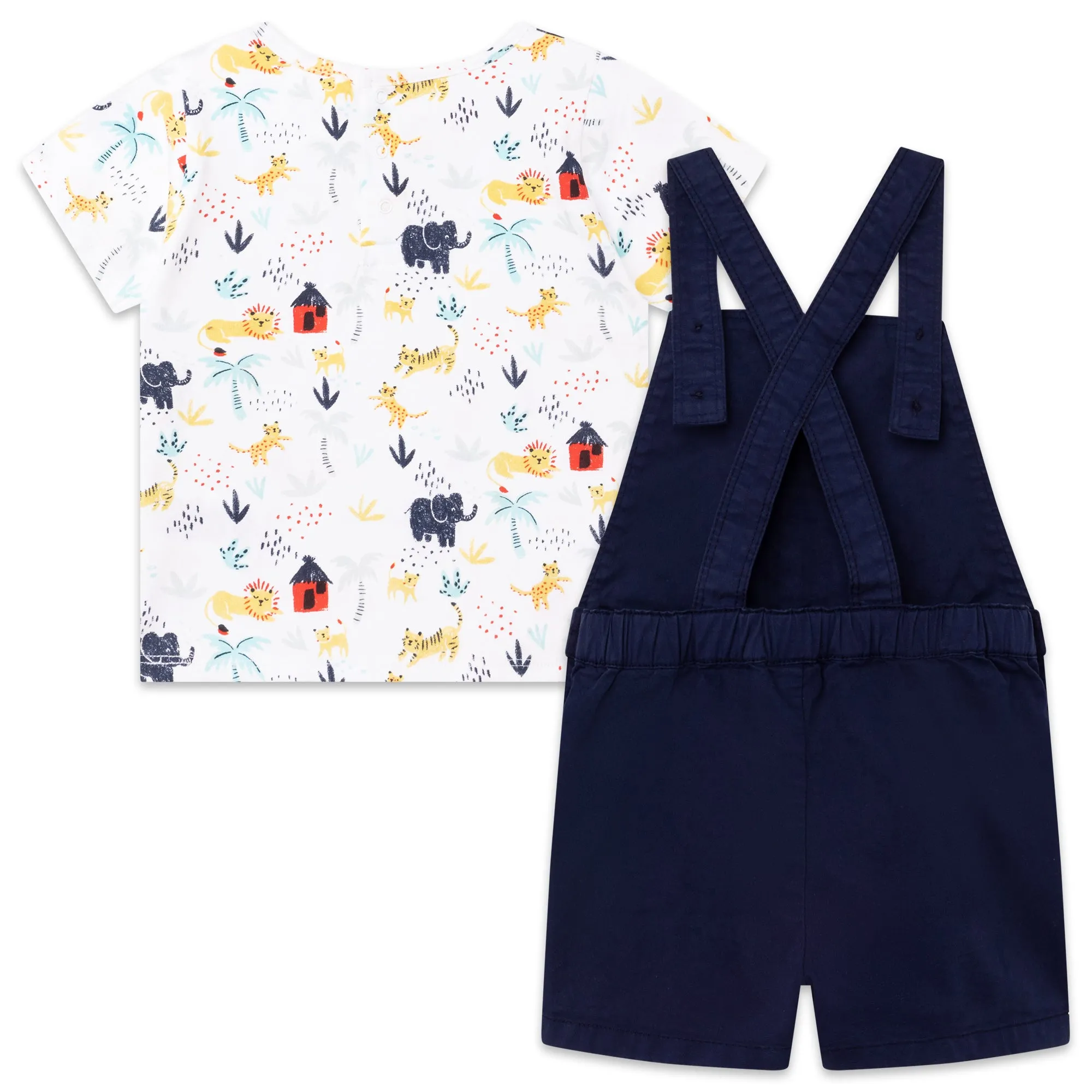 Carrément Beau T Shirt   Dungarees Set Spring 1 Infant White Blue