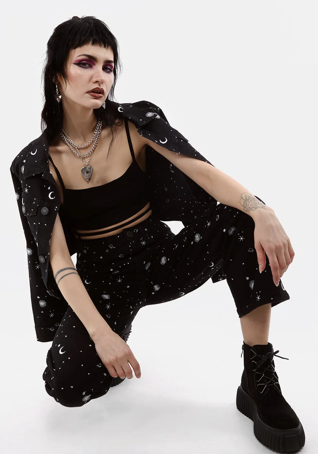 CELESTIAL EMBROIDERED JEANS