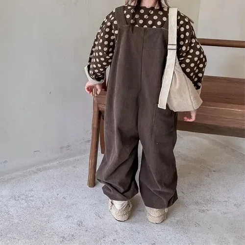 Children's Solid Waffle Overalls