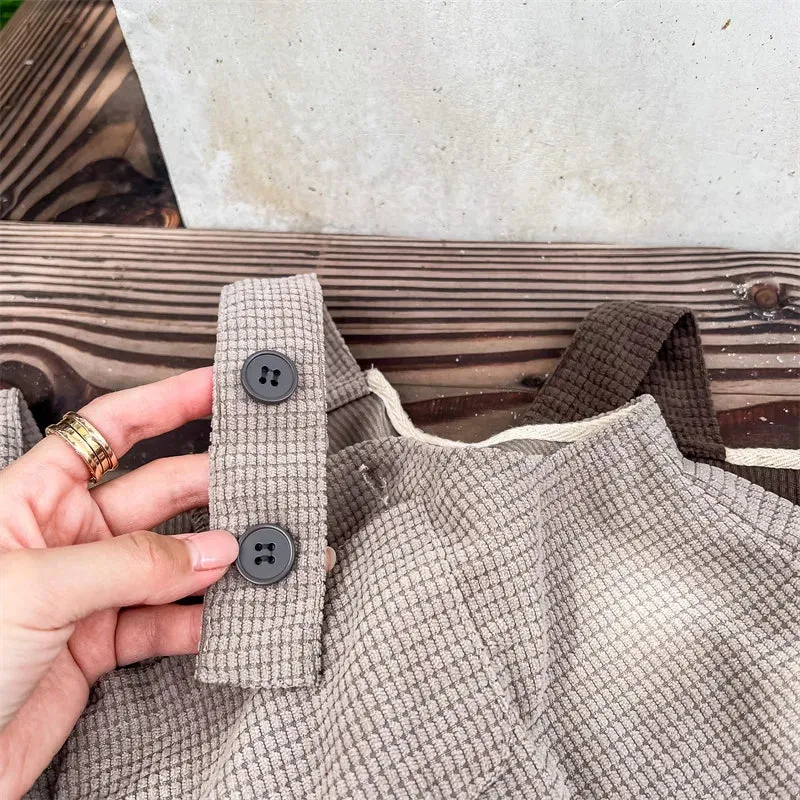 Children's Solid Waffle Overalls