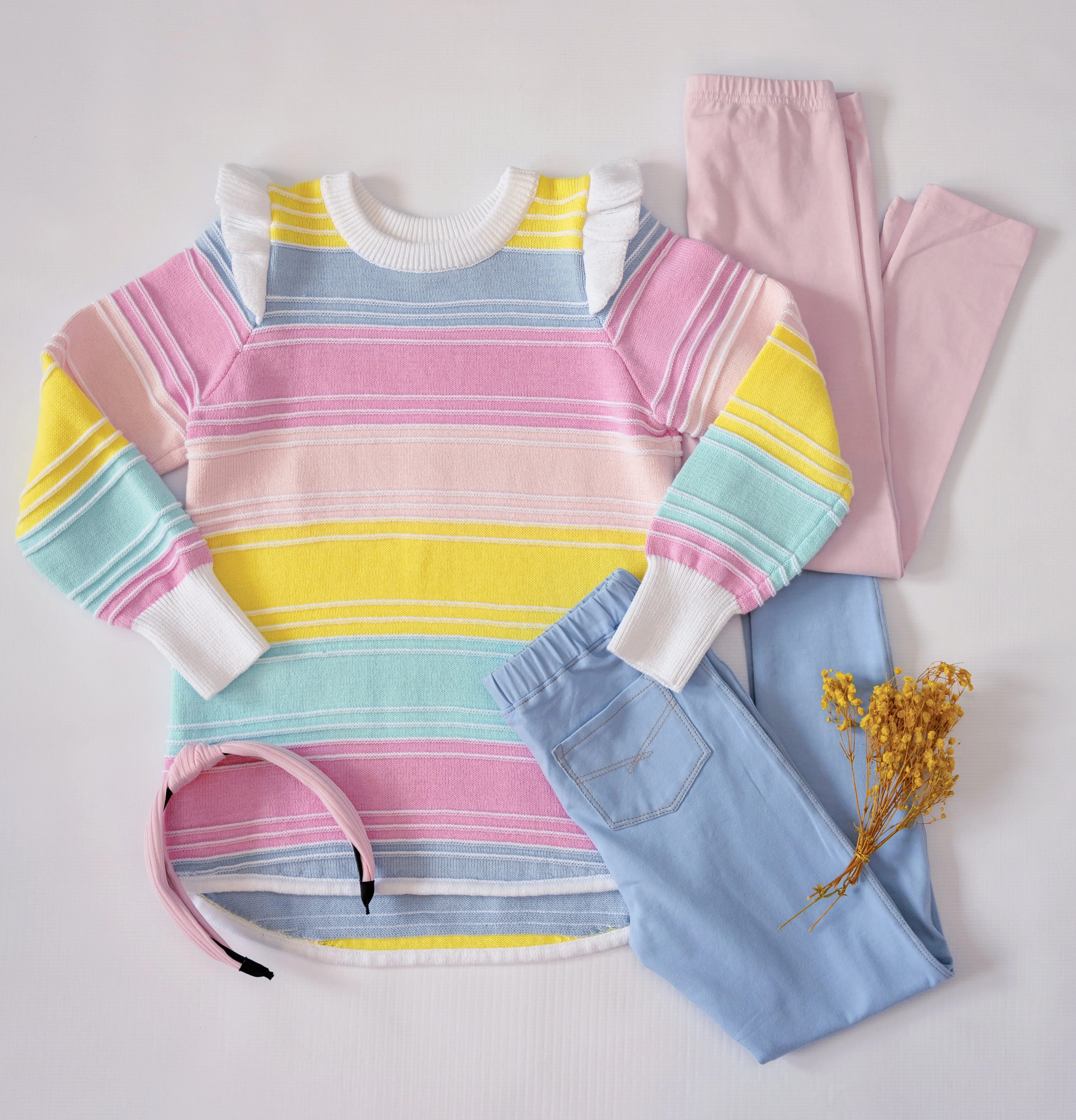 Clara Tunic Sweater - Pastel Stripes