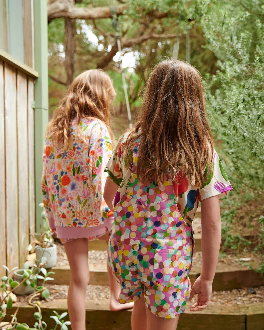 Confetti Pink Short Overalls