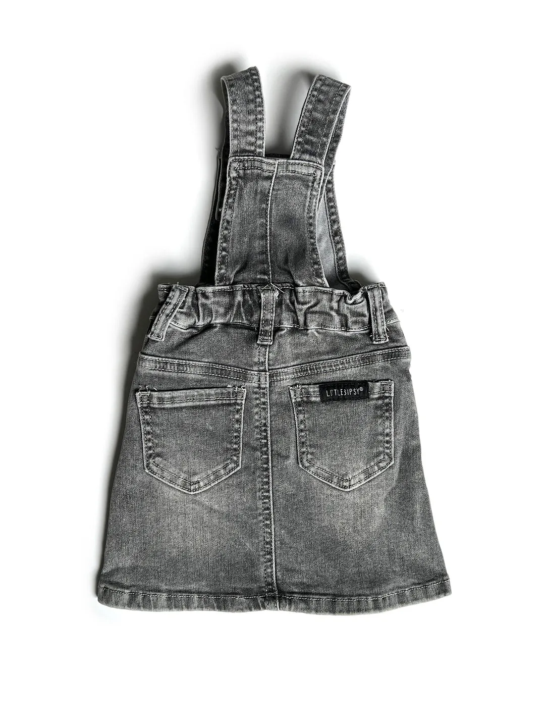 Denim Skirt Overalls- Grey Wash