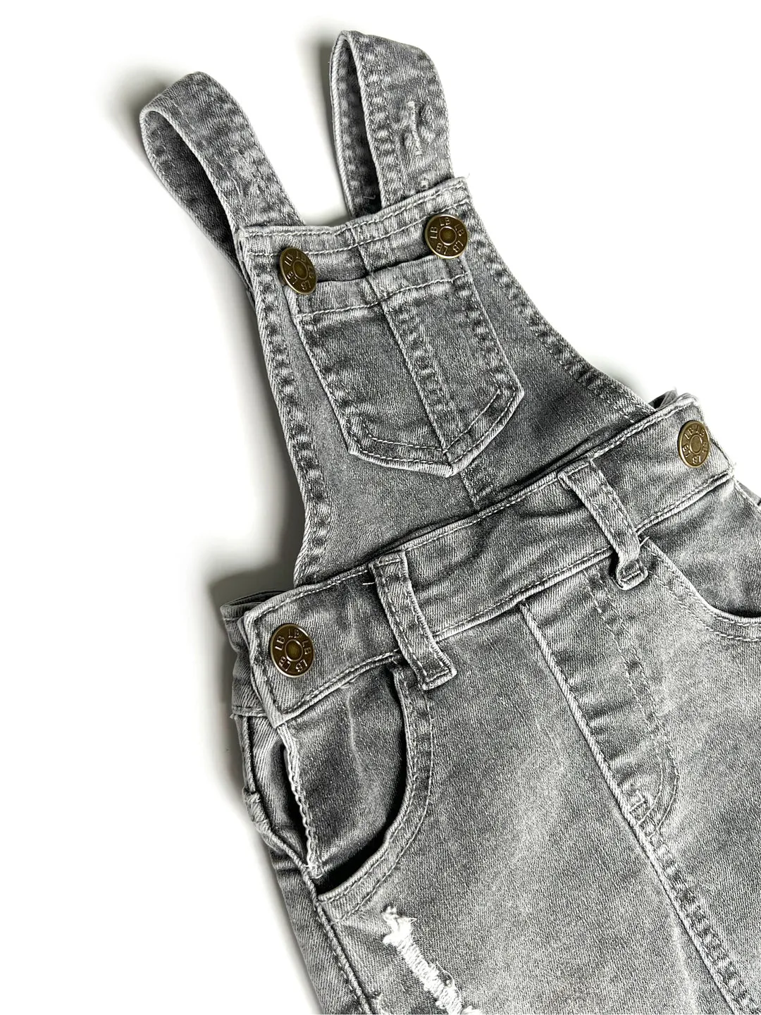 Denim Skirt Overalls- Grey Wash