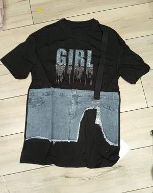 Denim top Girl logo