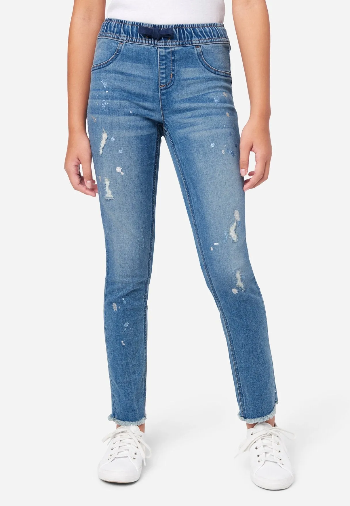 Destructed Pull-On Cropped Jean Leggings