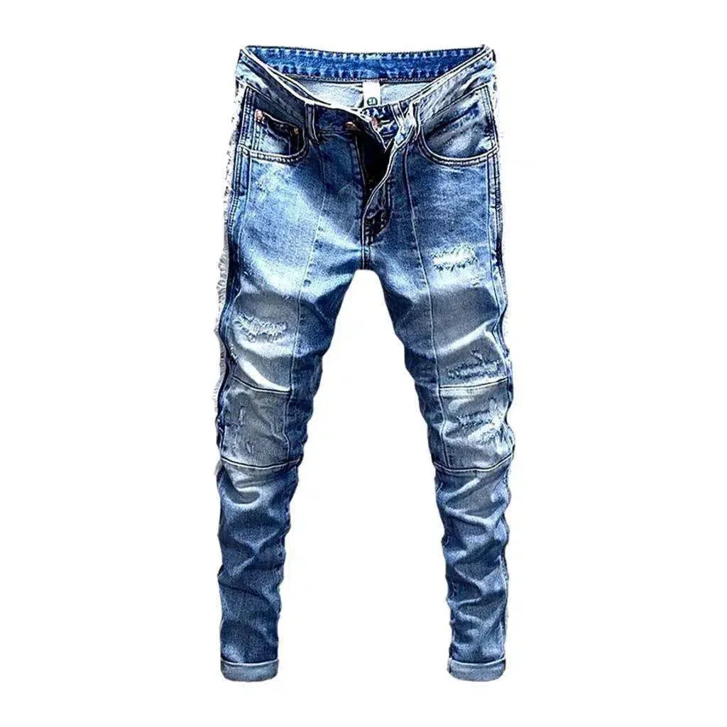 Distressed men's sanded jeans