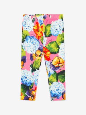 Dolce & Gabbana Girls Cotton Hydrangea Print Leggings