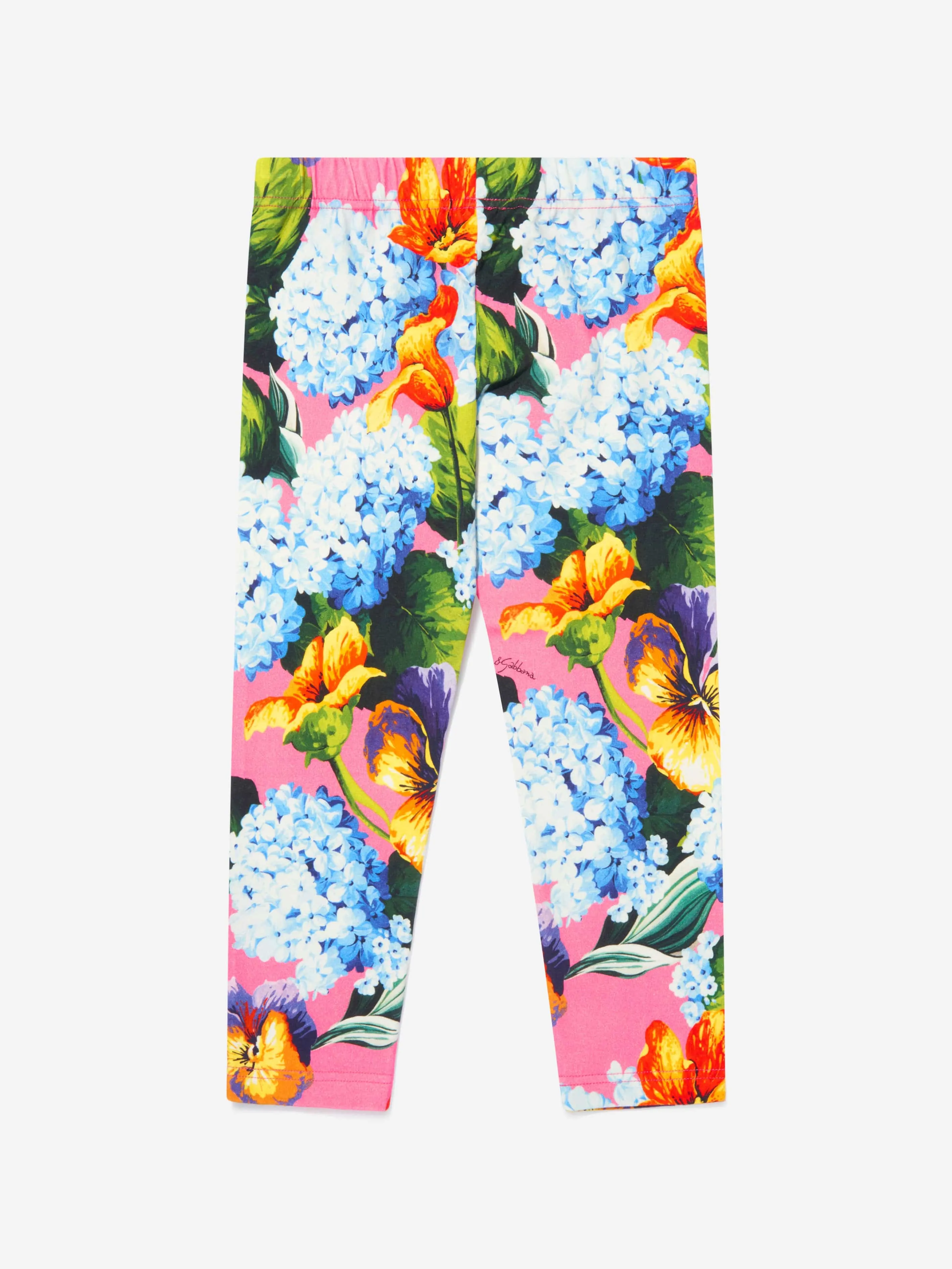 Dolce & Gabbana Girls Cotton Hydrangea Print Leggings