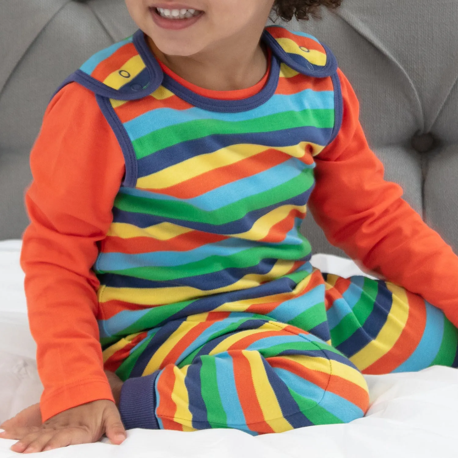 Dungarees- rainbow stripe: Size 3-6M