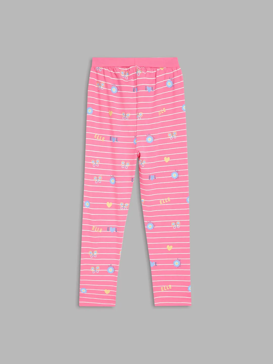 Elle Kids Girls Pink Printed Regular Fit Legging