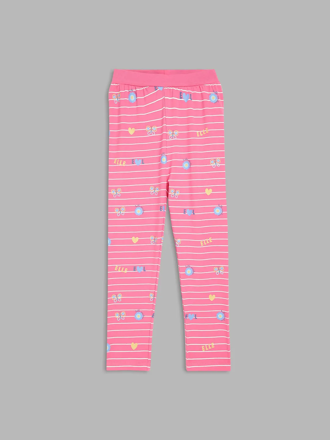 Elle Kids Girls Pink Printed Regular Fit Legging