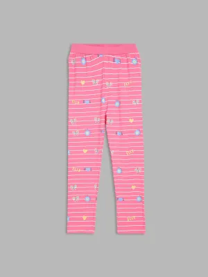 Elle Kids Girls Pink Printed Regular Fit Legging