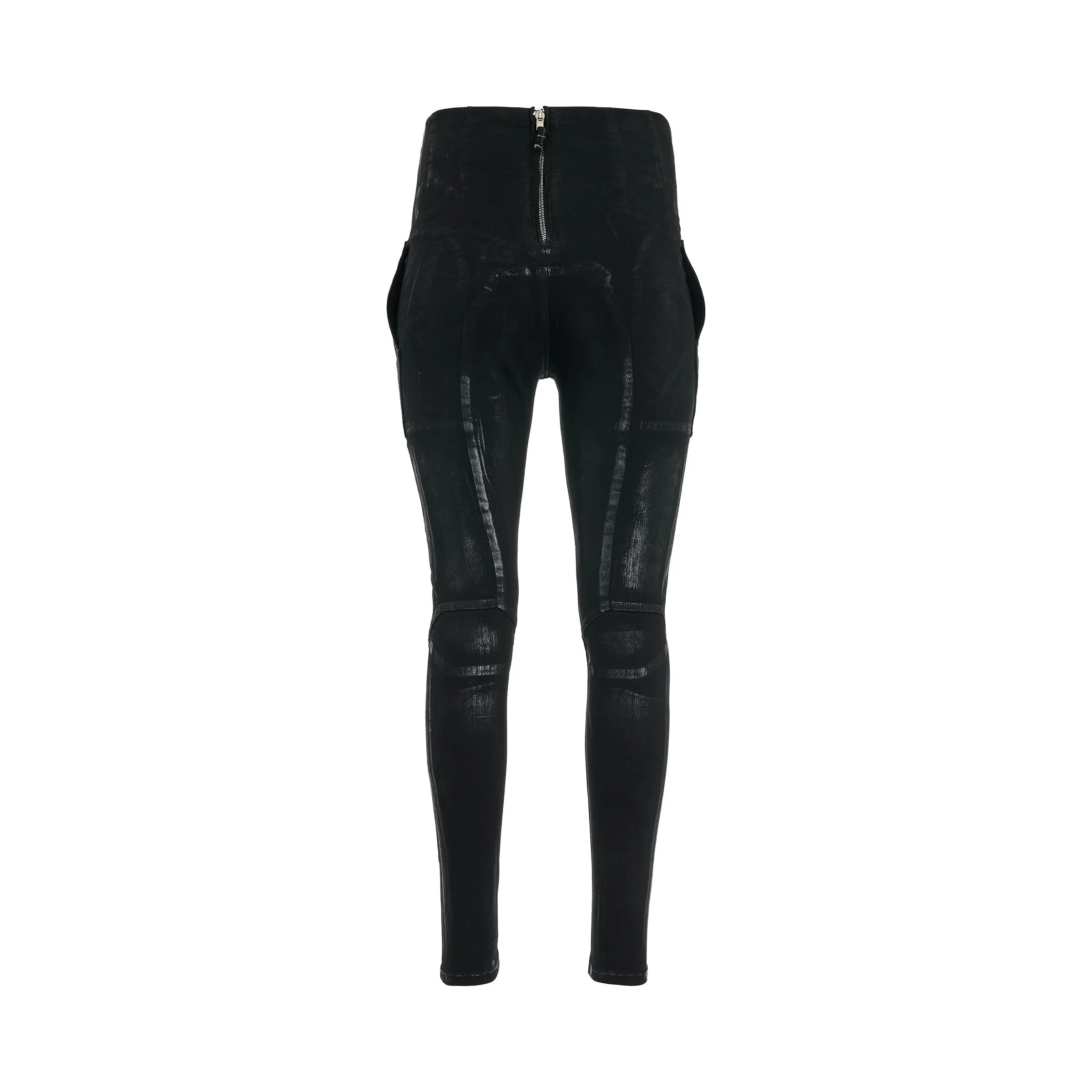 Foil Denim Dirt Waist Leggings in Black