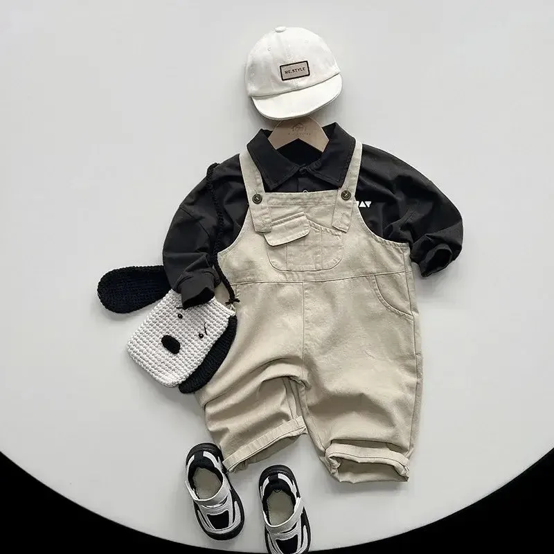 Front Pocket Solid Overalls