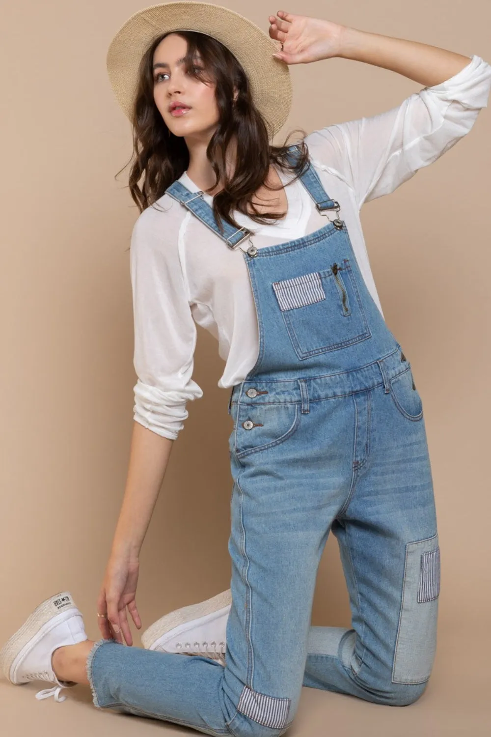 Gianna - Front Chest Zipper Slim Leg Denim Overalls - Exclusively Online