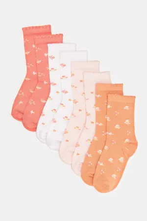 Girls Assorted Printed Socks Set (4 Pairs)