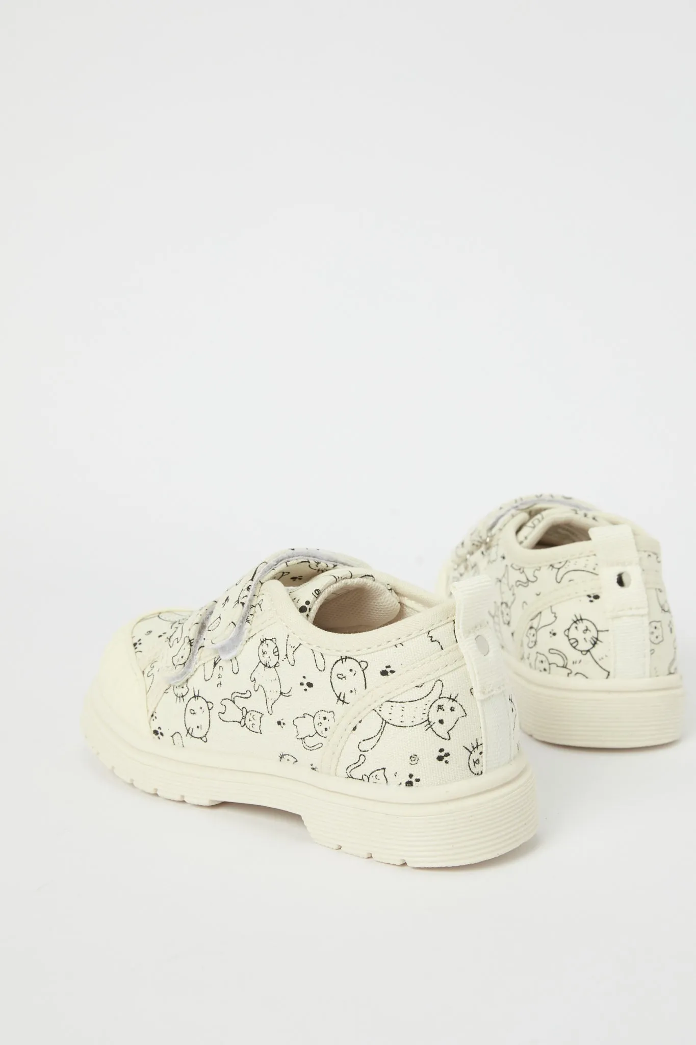 Girls Cream Cat Printed Sneaker