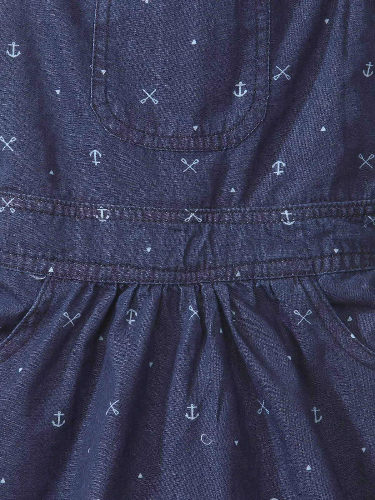 Girl's  Denim Anchor Print Dungaree Skirt Dress - StyleStone Kid