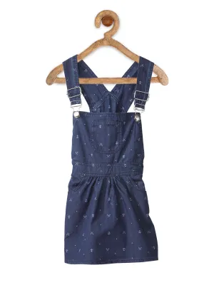 Girl's  Denim Anchor Print Dungaree Skirt Dress - StyleStone Kid