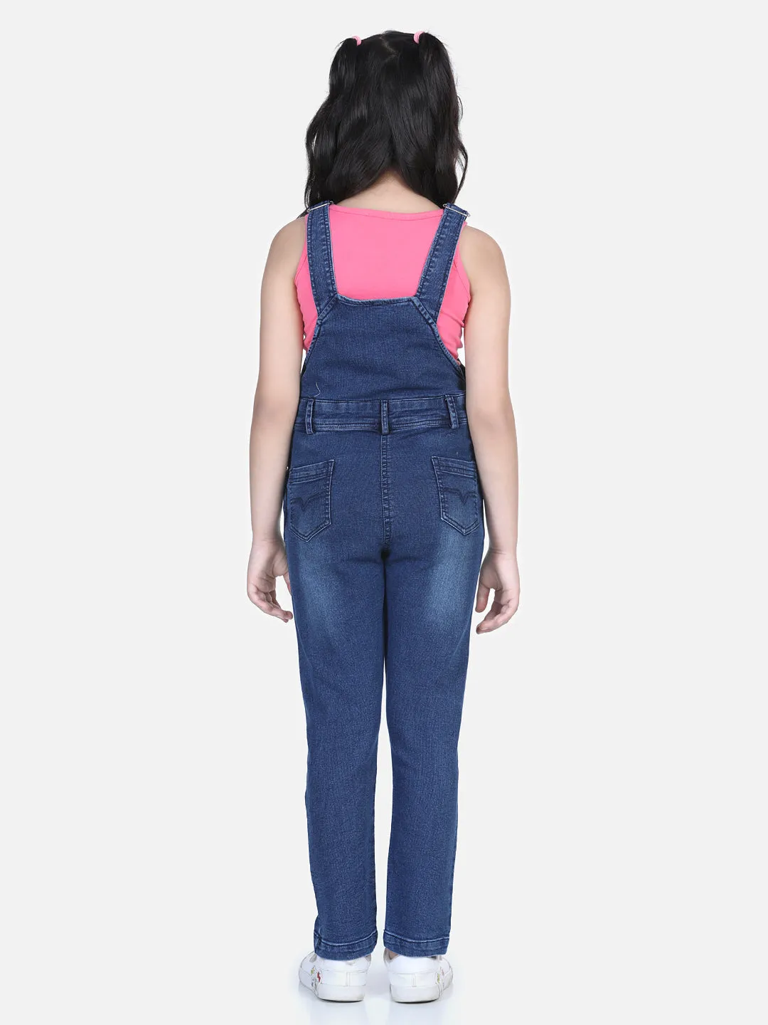 Girl's Denim Dungaree With Patchwork Denim (T-Shirt Not Included) - StyleStone Kid