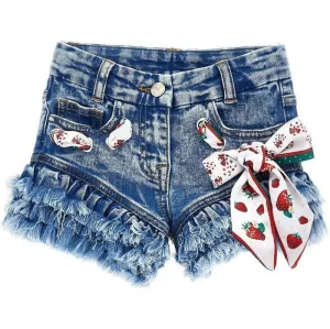 Girls Denim Strawberry Shorts