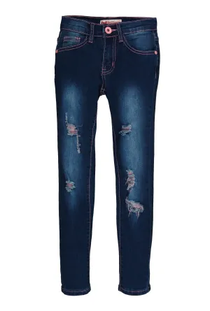 Girls Distressed Skinny Leg Jeans