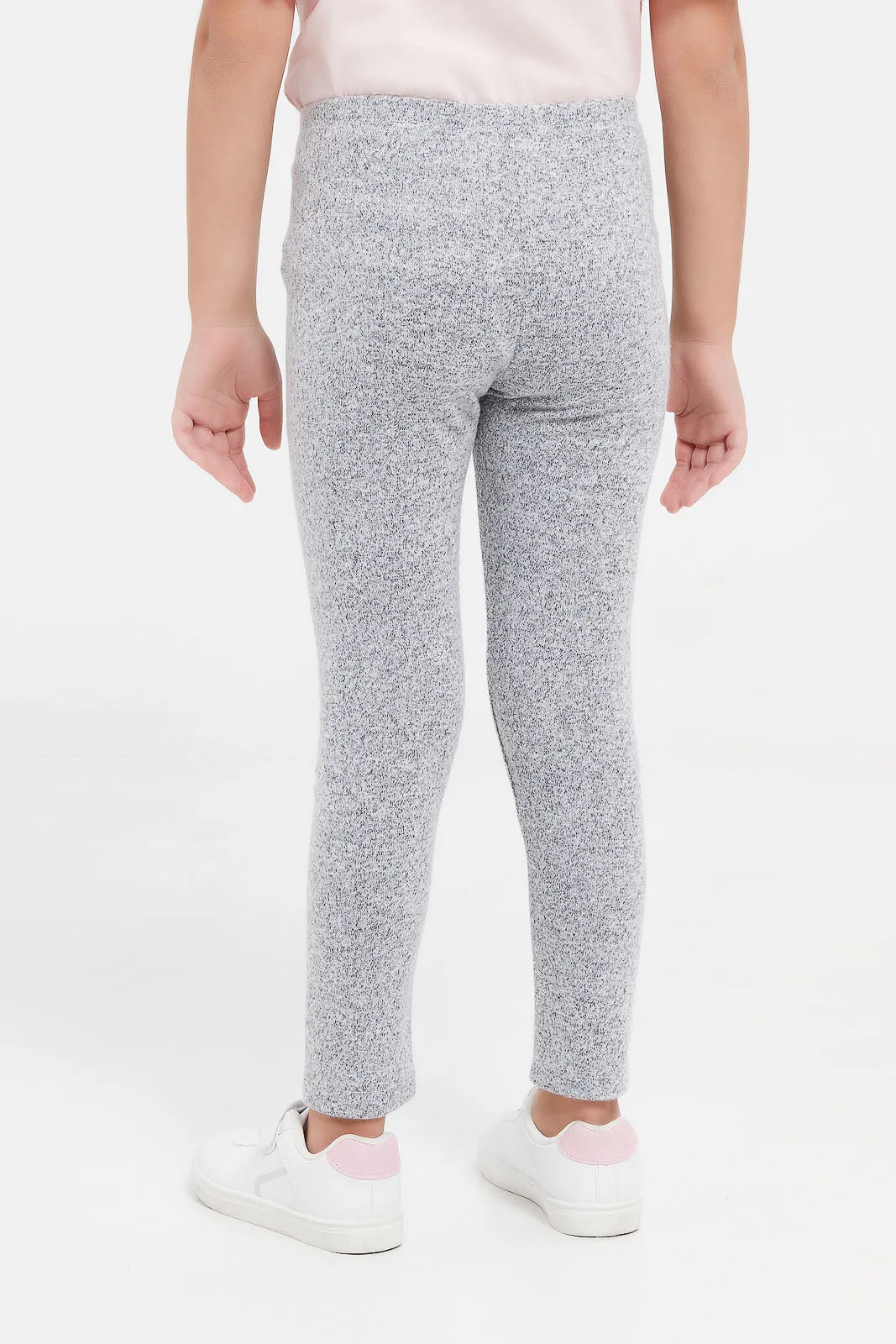 Girls Grey Plain Leggings