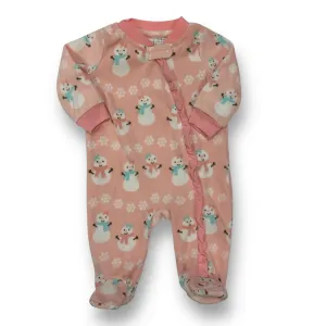 Girls Koala Baby Size 0-3 Months Pink Fleece Snowman Footie One-Piece