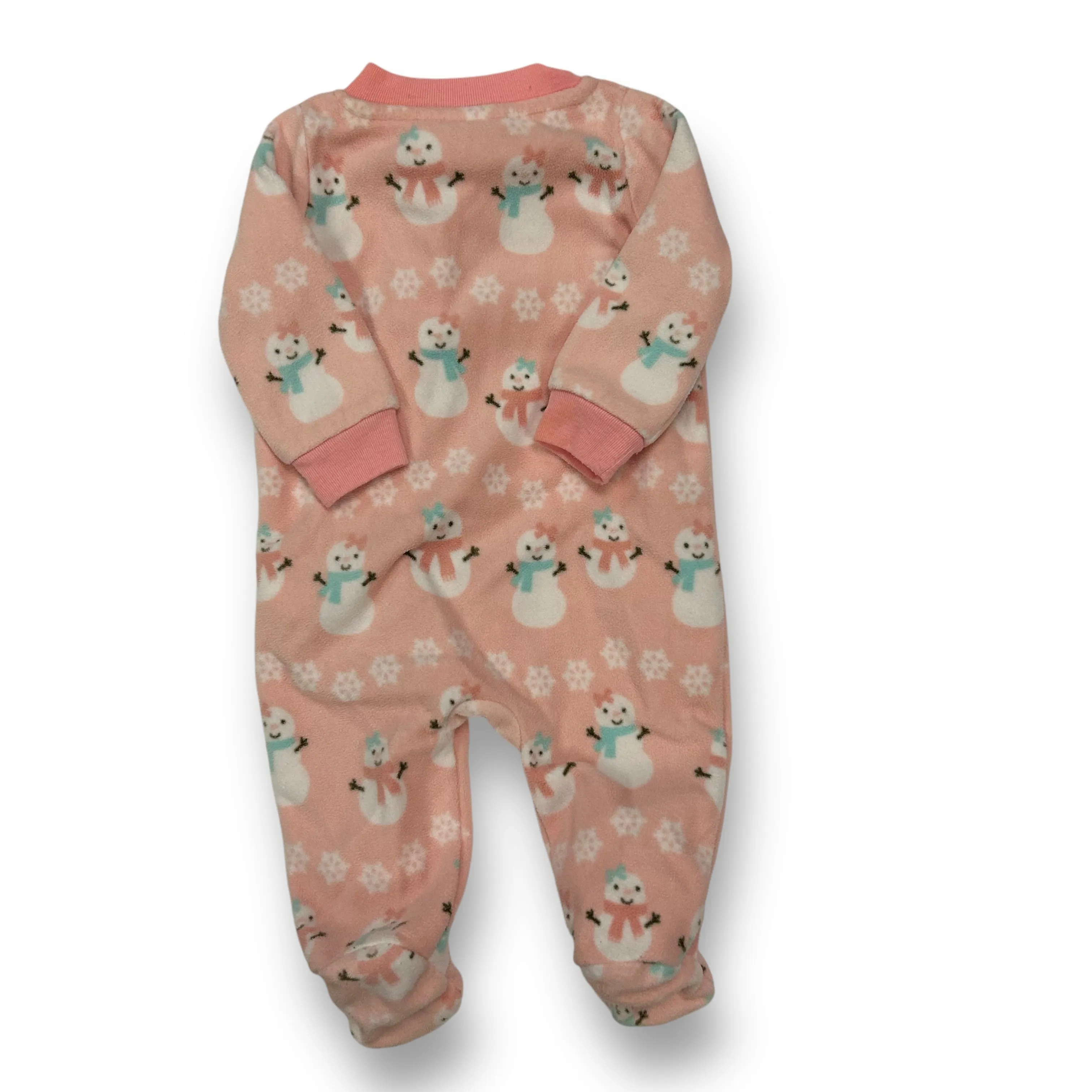 Girls Koala Baby Size 0-3 Months Pink Fleece Snowman Footie One-Piece