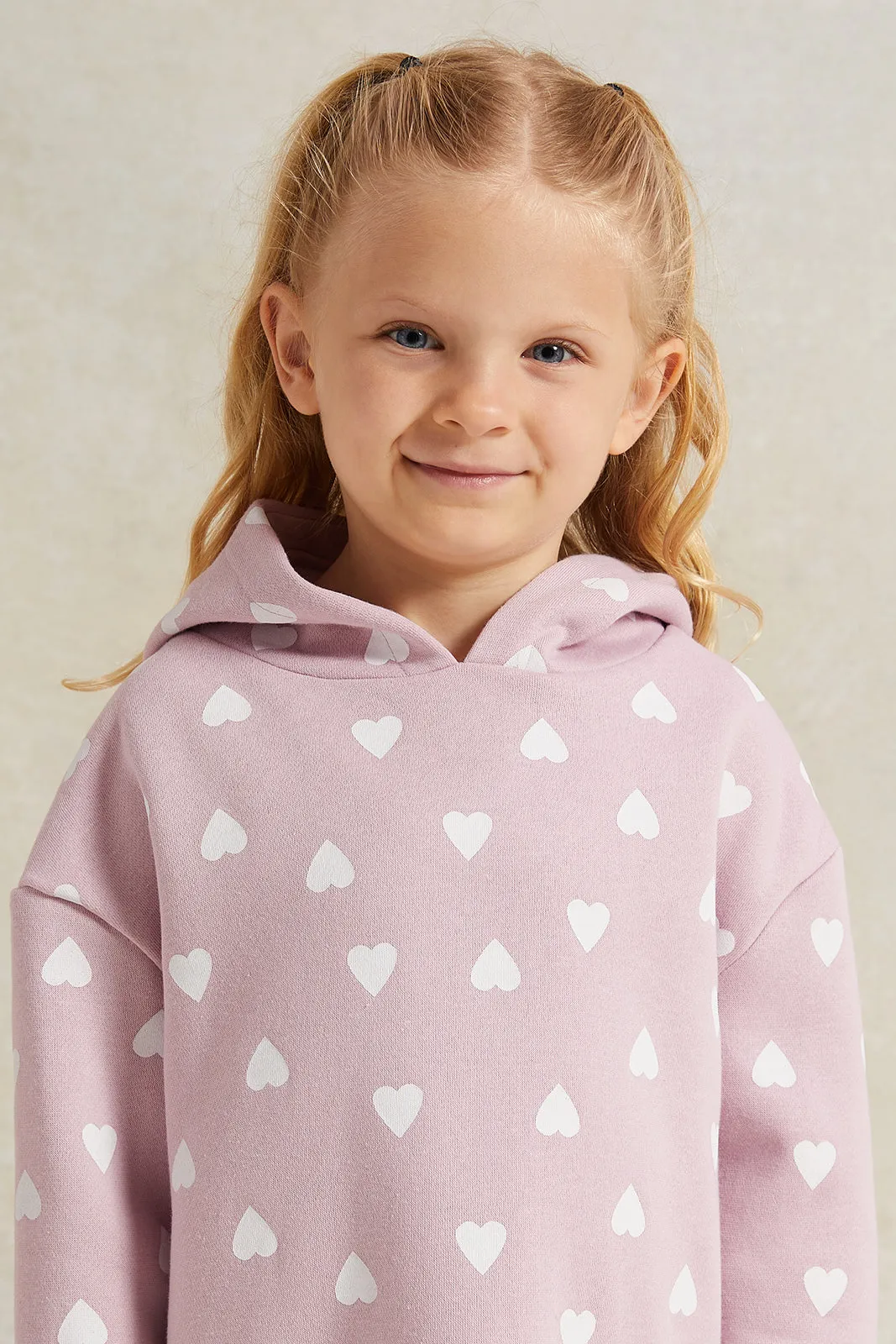 Girls Lilac Printed Sweatshirt Dress