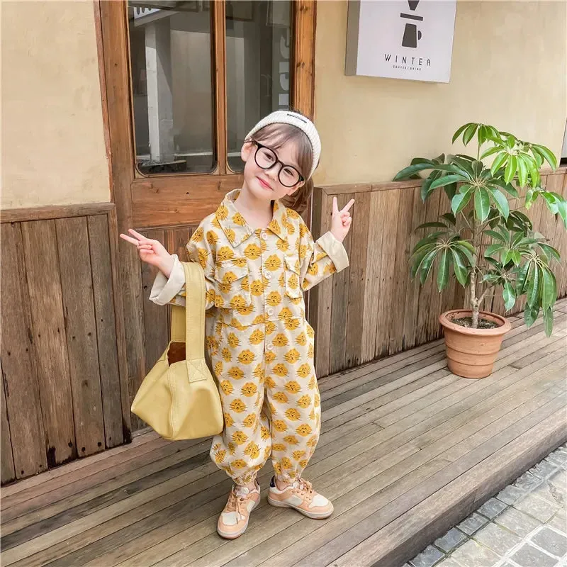 Girls' Long Sleeve Cargo Jumpsuit