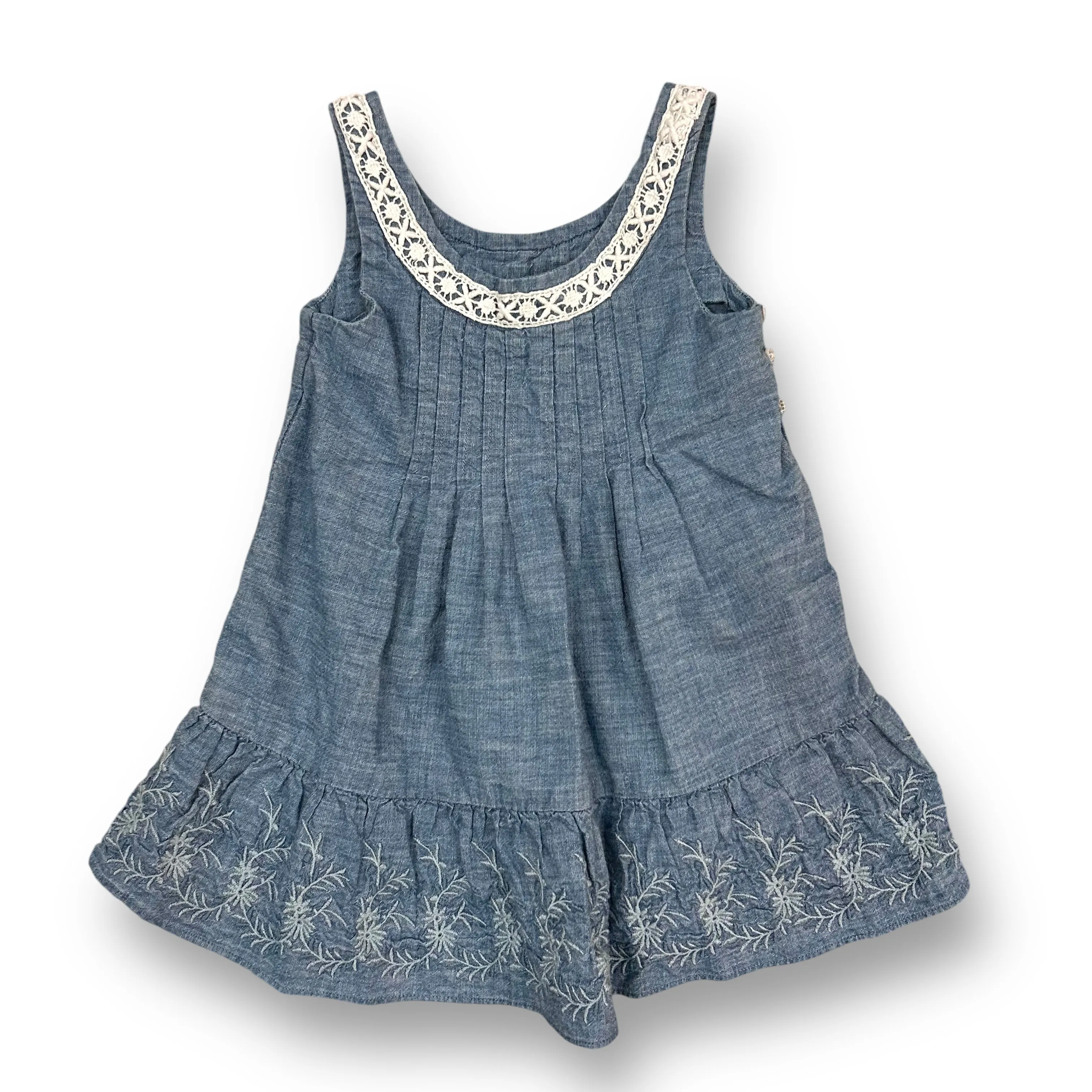 Girls Polo Size 2/2T Denim Embroidered Accent Sleeveless Dress