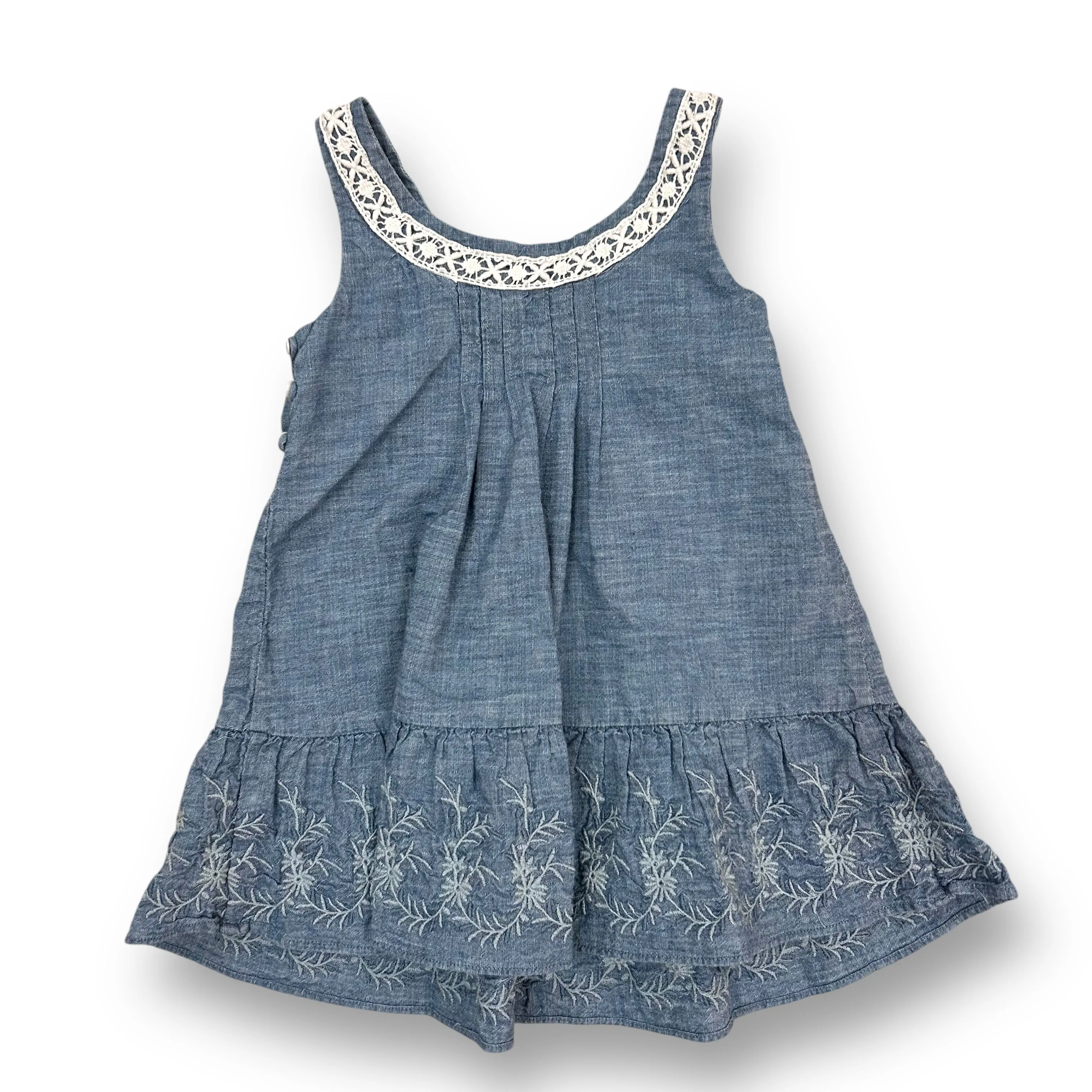 Girls Polo Size 2/2T Denim Embroidered Accent Sleeveless Dress