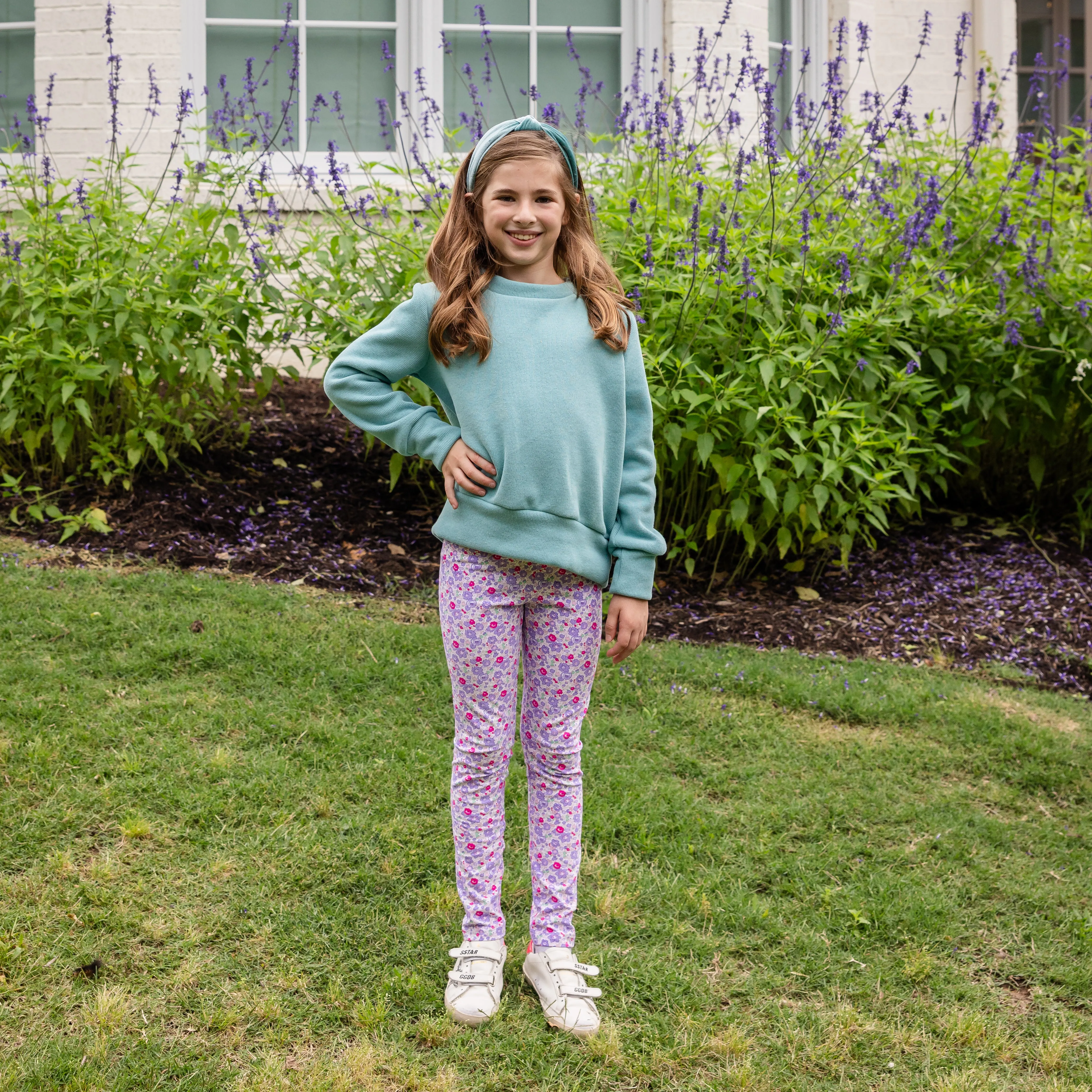 Girls Printed Leggings - Lavender Vineyard