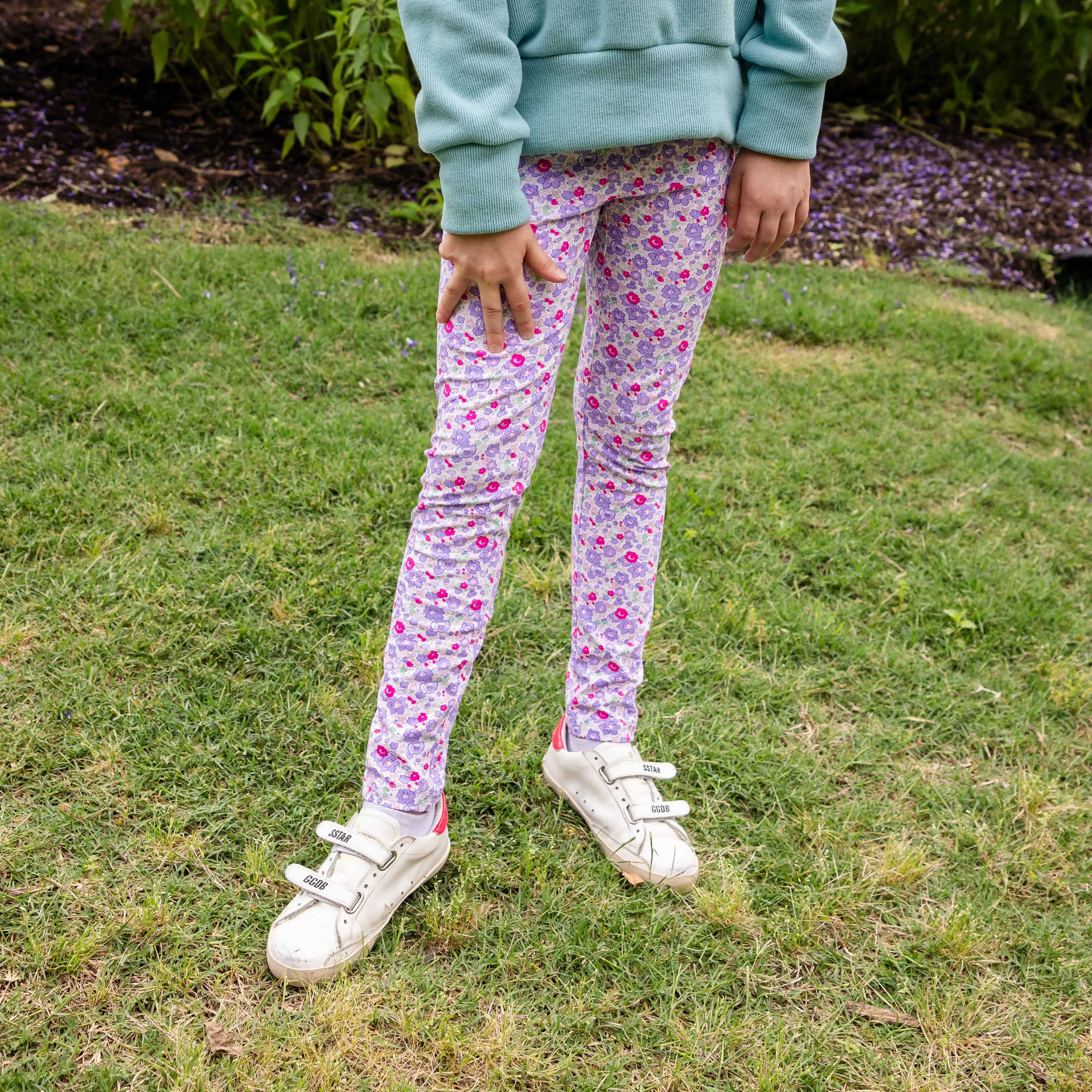 Girls Printed Leggings - Lavender Vineyard