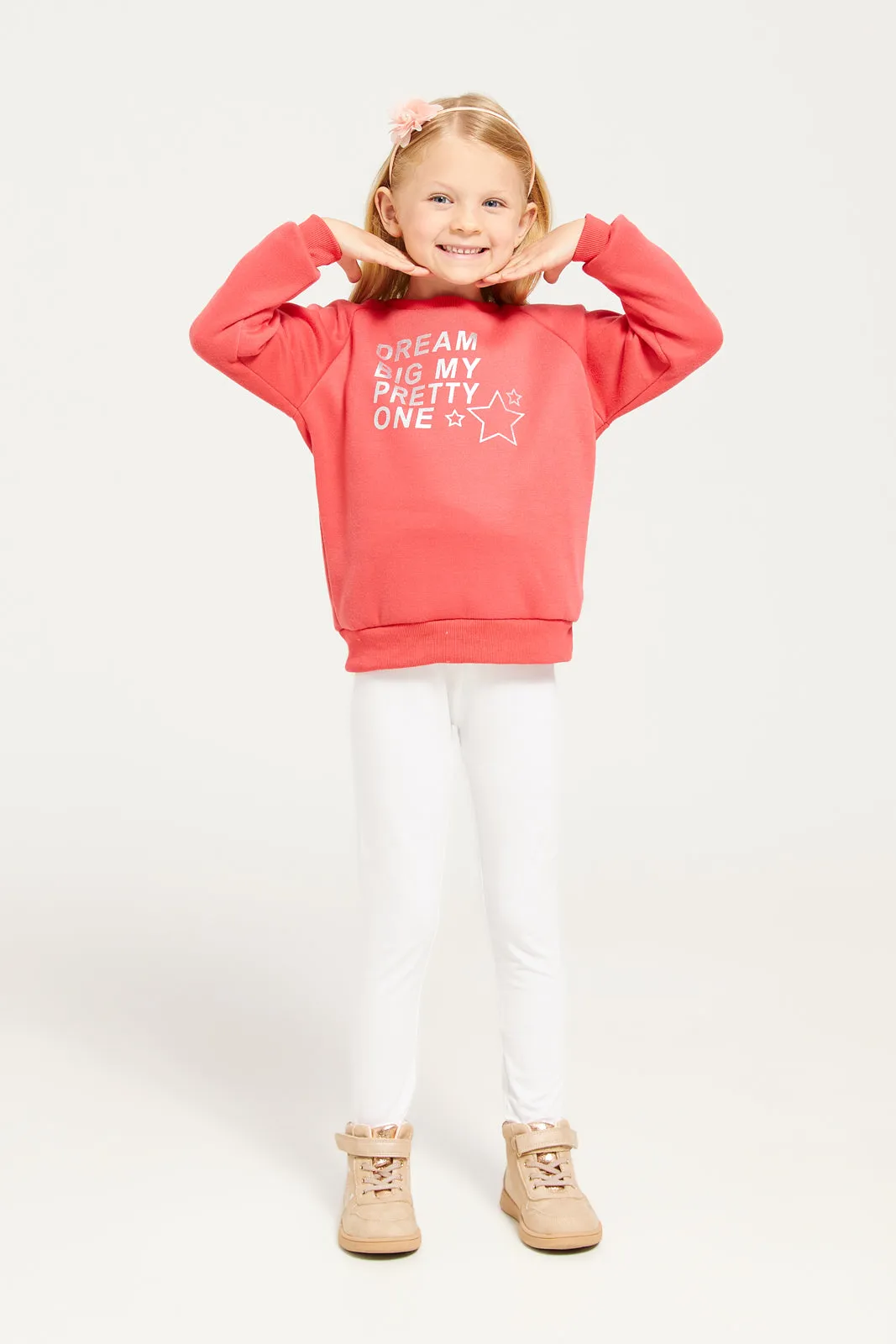 Girls Red Dream Big Printed Sweatshirt