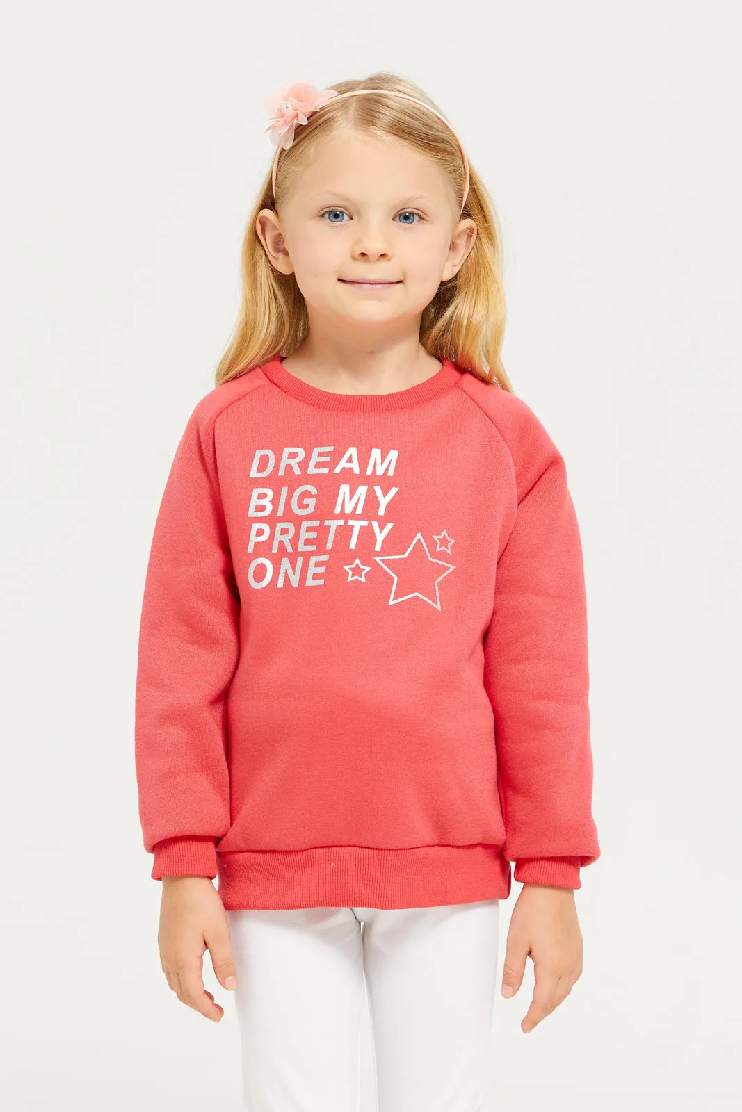 Girls Red Dream Big Printed Sweatshirt