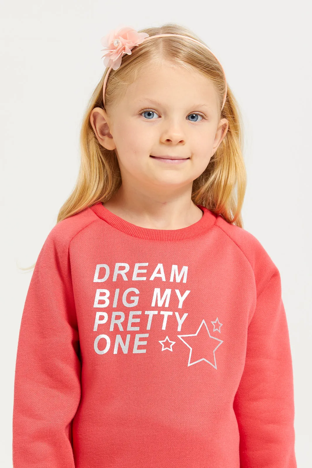 Girls Red Dream Big Printed Sweatshirt