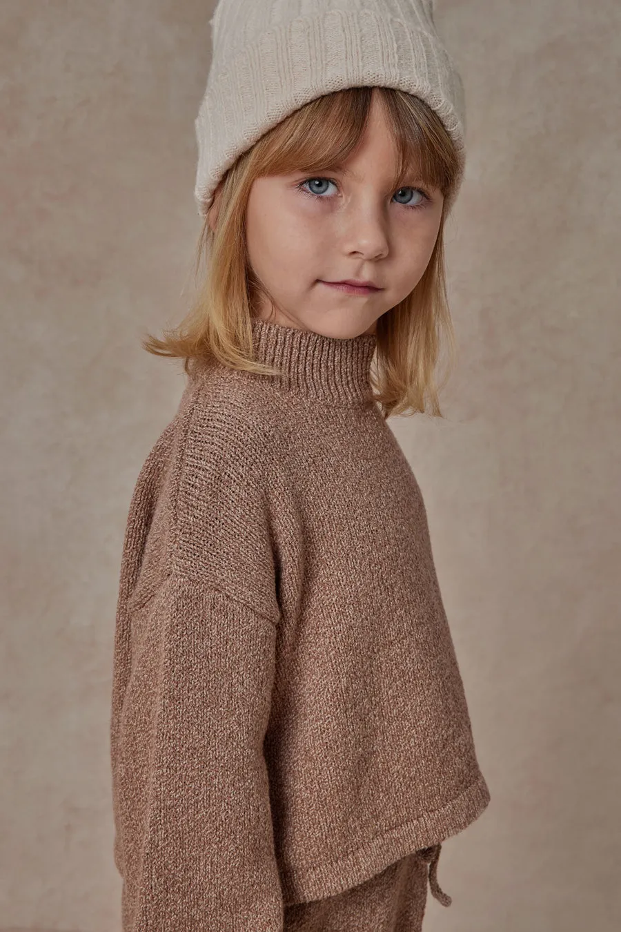 Girls Sweater Rylee   Cru Knit Sweater Heathered Mocha